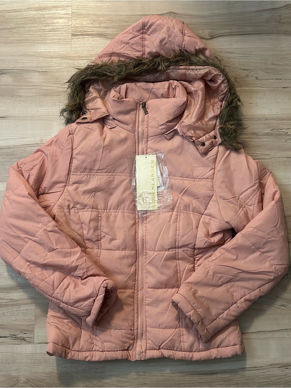 Greenlander Jacket Size Large Pale Pink Faux Fur Coat BNWT